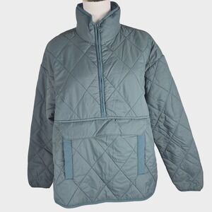 Alpine Design Quilted Half Zip Anorak Jacket Sage Green S Recycled Nylon